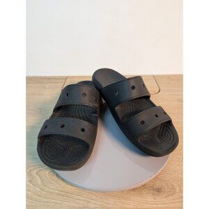 Iconic Crocs Classic Sandals Black Comfort Size 7 Women Two Straps Rubber